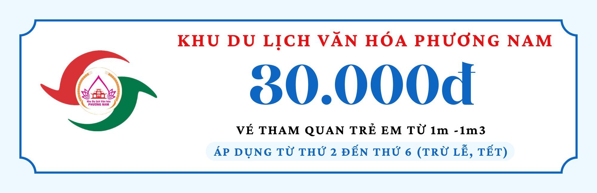 Vé tham quan trẻ em từ 1m-1m3 ngày thường